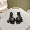 CHLOÉ 26S SLIDE SANDALS IN BLACK LAMBSKIN