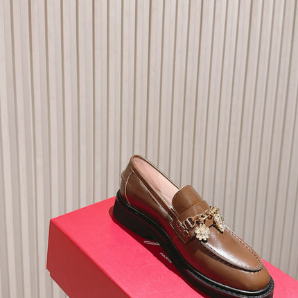ROGER VIVIER 25S RANGERS CHAIN LOAFER IN DARK BROWN CALFSKIN