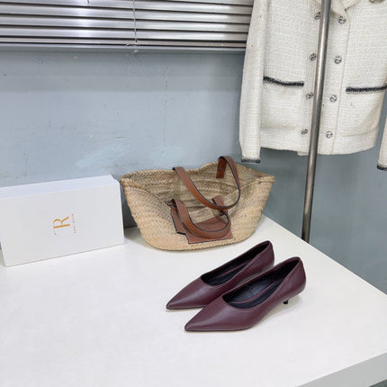 THE ROW 26S POINTED TOE PUMPS 35MM IN BURGUNDY RED CALFSKIN