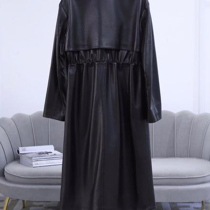 HERMES 25S LONG LEATHER JACKET WITH DRAWSTRING WAIST 170