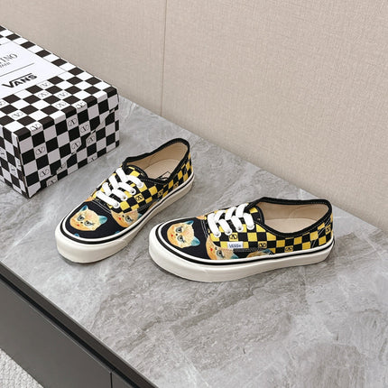 VALENTINO 25S GARAVANI X VANS SNEAKERS IN YELLOW MIX BLACK CANVAS