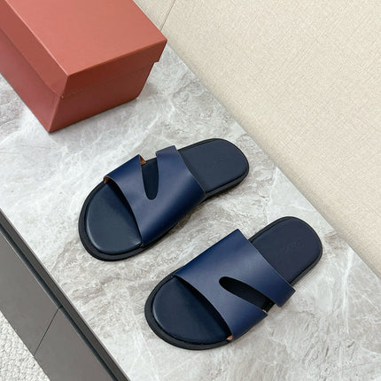 LP 26S CUTOUT SLIDES IN NAVY BLUE CALFSKIN