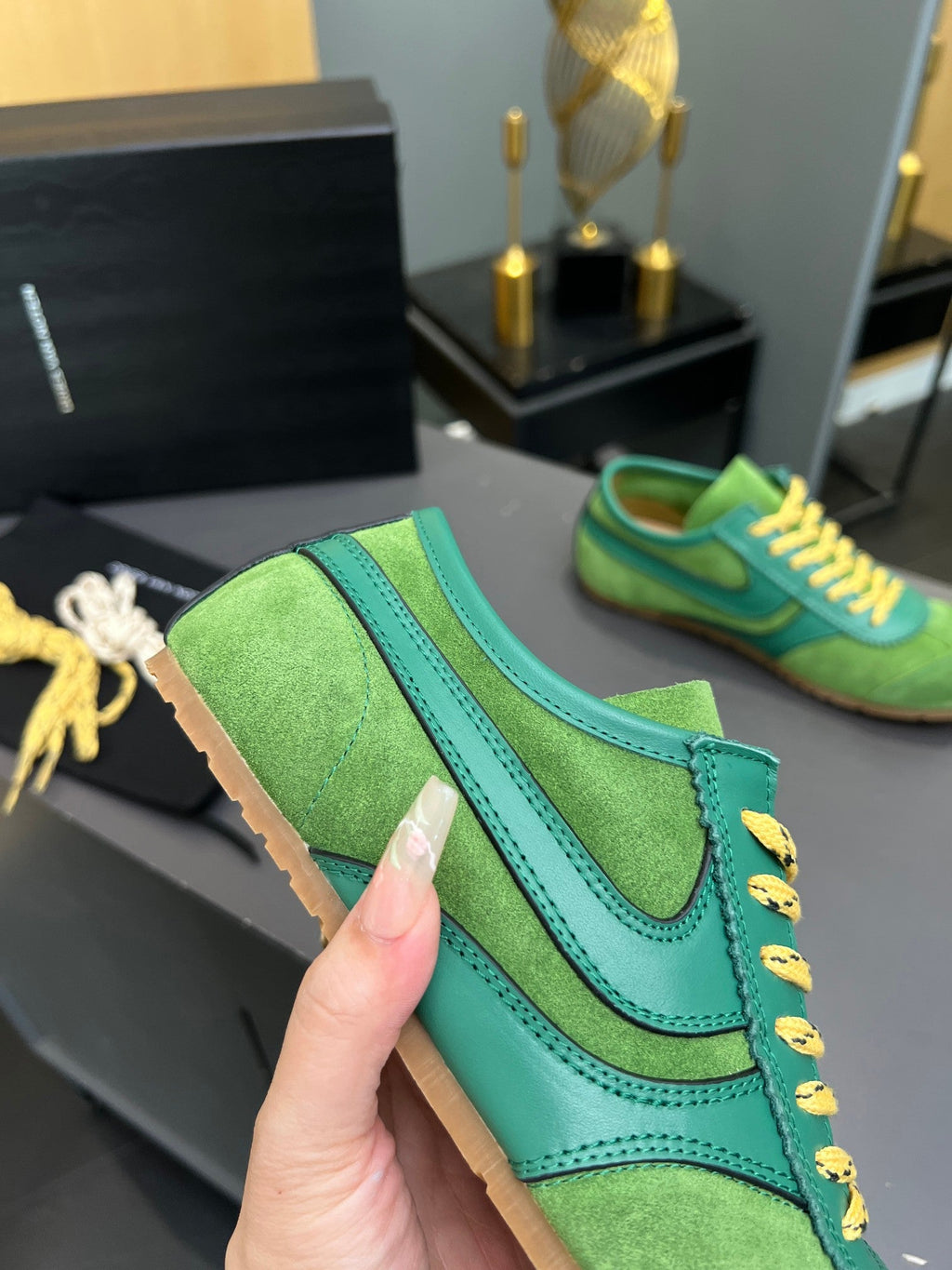 DRIES VAN NOTEN SNEAKER IN GREEN SUEDE