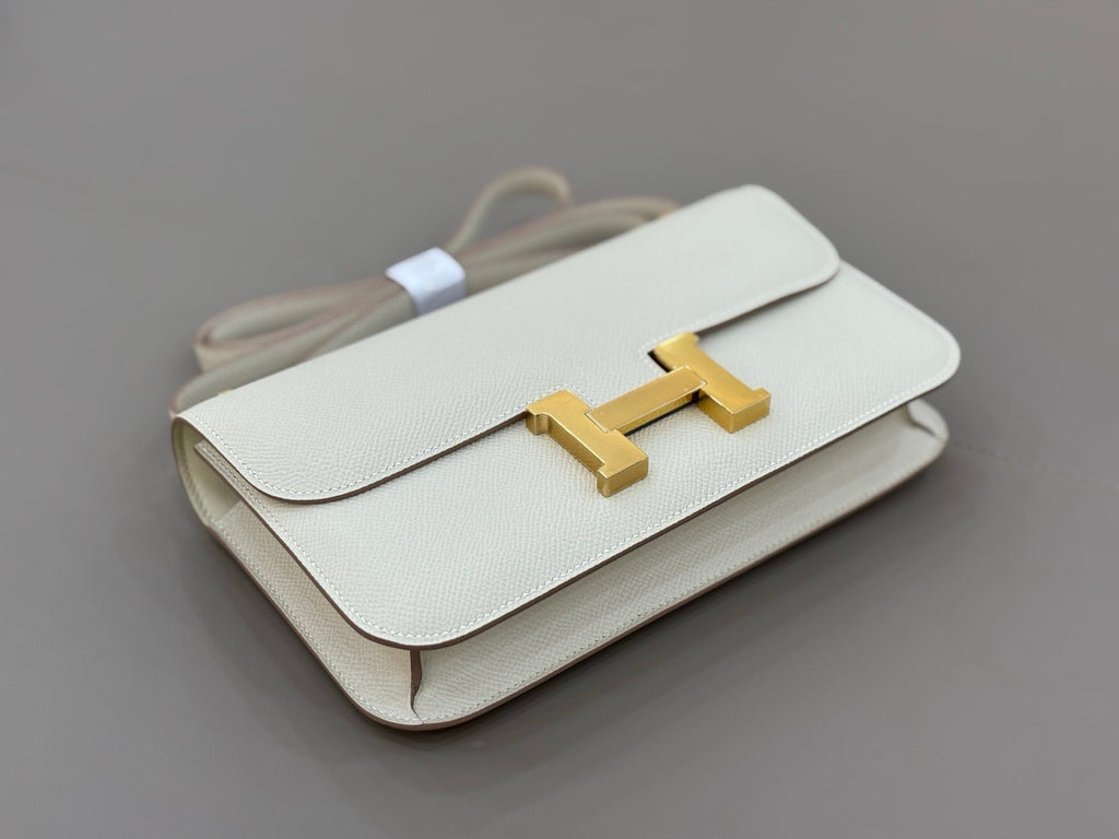 HM 25S CONSTANCE ELAN 24 CM IN CREAM WHITE EPSOM WITH GOLD HARDWARE