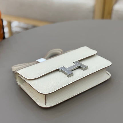 HM 25S CONSTANCE ELAN 24 CM IN CREAM WHITE EPSOM WITH SILVER HARDWARE