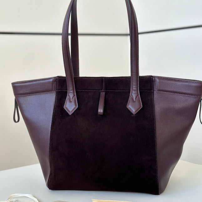 ORIGAMI MEDIUM 27 IN WINE RED LAMBSKIN AND SUEDE