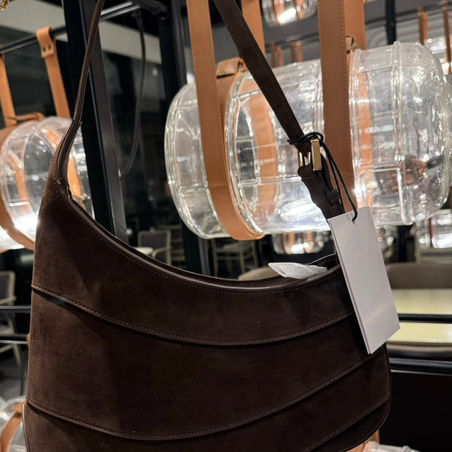 WAVE HOBO BAG 29 IN CHOCOLATE SUEDE