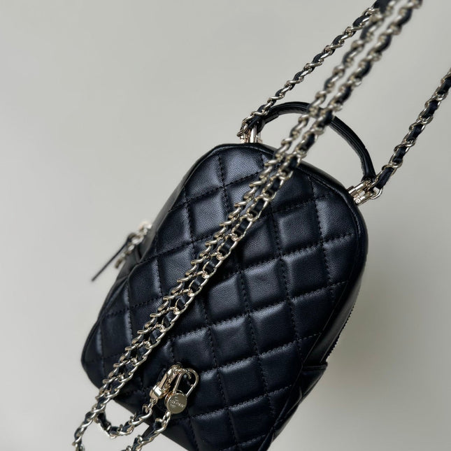 CC MINI 18 BACKPACK BLACK LAMBSKIN LIGHT GOLD HARDWARE