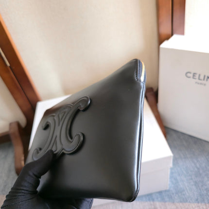 CELINE 25S HANDBAG 24MM IN BLACK GLOSSY CALFSKIN