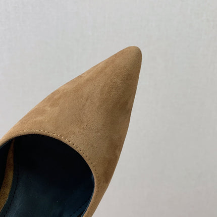 BALMAIN 26S SLINGBACK 95 MM IN BROWN SUEDE