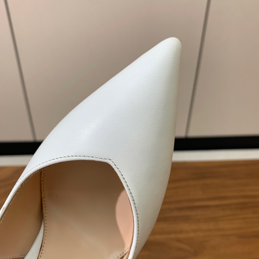 GIANVITO ROSSI 26S SLINGBACK HEELS 105 MM IN WHITE LAMBSKIN
