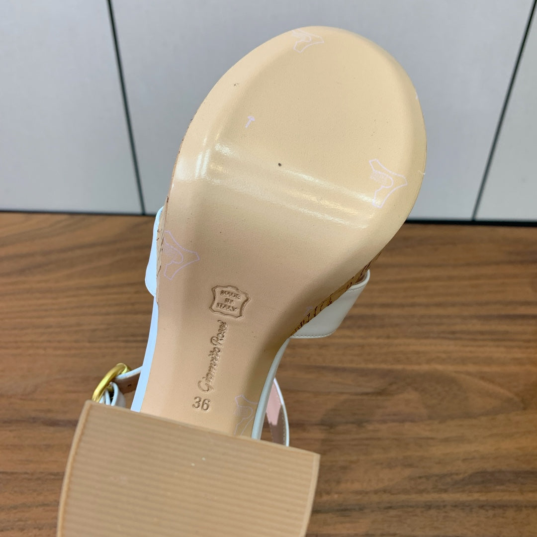GIANVITO ROSSI 26S PLATFORM SANDALS 115 MM IN WHITE CALFSKIN