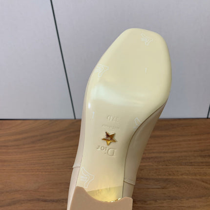DIOR 25S ANKLE BOOTS 80 MM IN BEIGE CALFSKIN