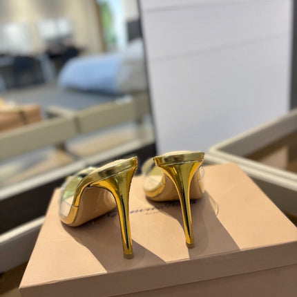 GIANVITO ROSSI 26S HEELED SANDALS 105 MM IN GOLD CALFSKIN