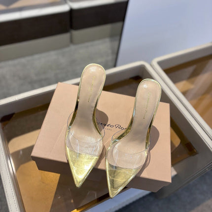 GIANVITO ROSSI 26S HEELED SANDALS 105 MM IN GOLD CALFSKIN