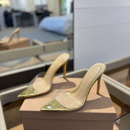 GIANVITO ROSSI 26S HEELED SANDALS 105 MM IN GOLD CALFSKIN