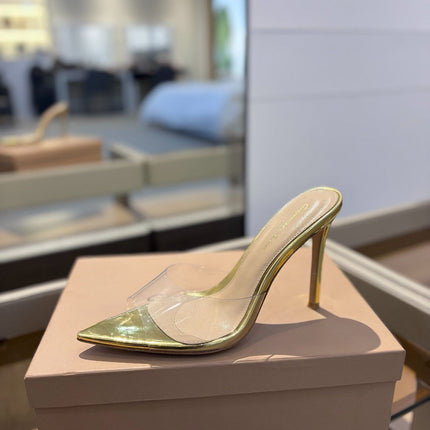 GIANVITO ROSSI 26S HEELED SANDALS 105 MM IN GOLD CALFSKIN