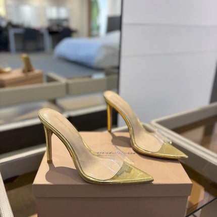GIANVITO ROSSI 26S HEELED SANDALS 105 MM IN GOLD CALFSKIN