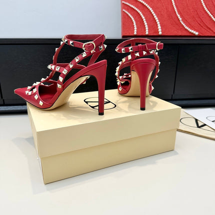 VALENTINO 26S ROCKSTUD SLINGBACK PUMPS 100 MM IN RED CALFSKIN