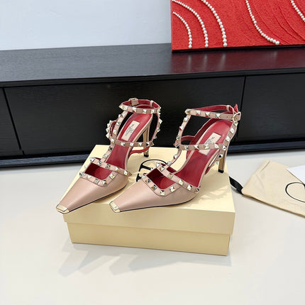 VALENTINO 26S ROCKSTUD SLINGBACK PUMPS 100 MM IN BEIGE CALFSKIN