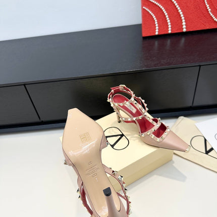 VALENTINO 26S ROCKSTUD SLINGBACK PUMPS 100 MM IN BEIGE CALFSKIN
