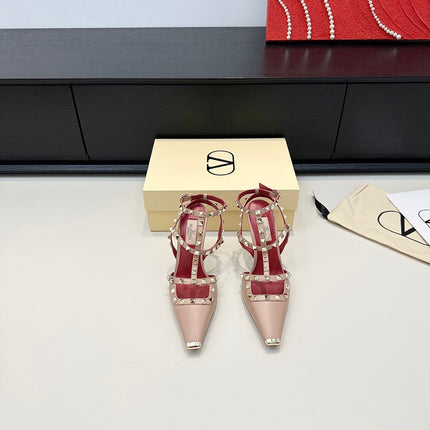 VALENTINO 26S ROCKSTUD SLINGBACK PUMPS 100 MM IN BEIGE CALFSKIN