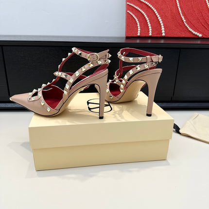 VALENTINO 26S ROCKSTUD SLINGBACK PUMPS 100 MM IN BEIGE CALFSKIN