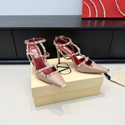 VALENTINO 26S ROCKSTUD SLINGBACK PUMPS 100 MM IN BEIGE CALFSKIN