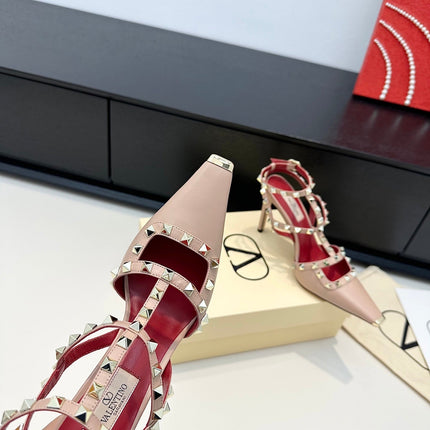 VALENTINO 26S ROCKSTUD SLINGBACK PUMPS 100 MM IN BEIGE CALFSKIN