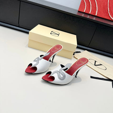 VALENTINO 26S SNAKE STRAP SANDALS 100 MM IN WHITE CALFSKIN