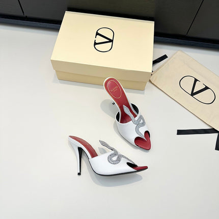 VALENTINO 26S SNAKE STRAP SANDALS 100 MM IN WHITE CALFSKIN
