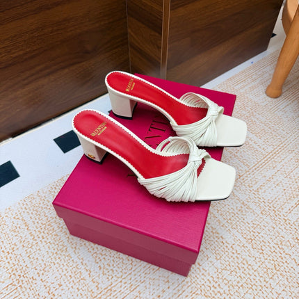 VALENTINO 26S BLOCK-HEEL SANDALS 65 MM IN CREAM WHITE CALFSKIN