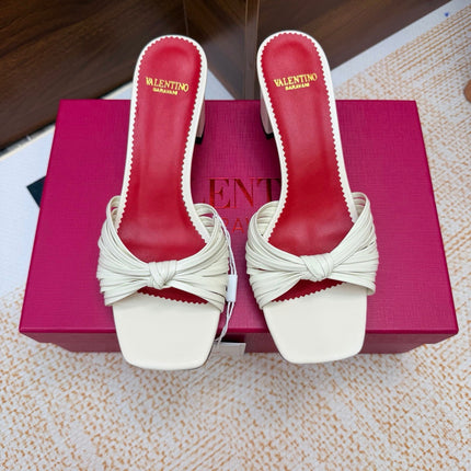 VALENTINO 26S BLOCK-HEEL SANDALS 65 MM IN CREAM WHITE CALFSKIN