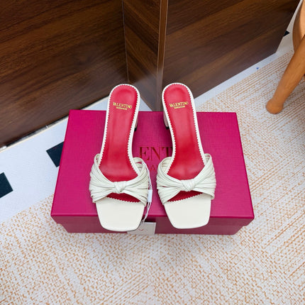 VALENTINO 26S BLOCK-HEEL SANDALS 65 MM IN CREAM WHITE CALFSKIN