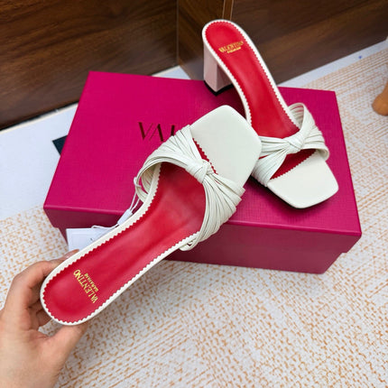 VALENTINO 26S BLOCK-HEEL SANDALS 65 MM IN CREAM WHITE CALFSKIN
