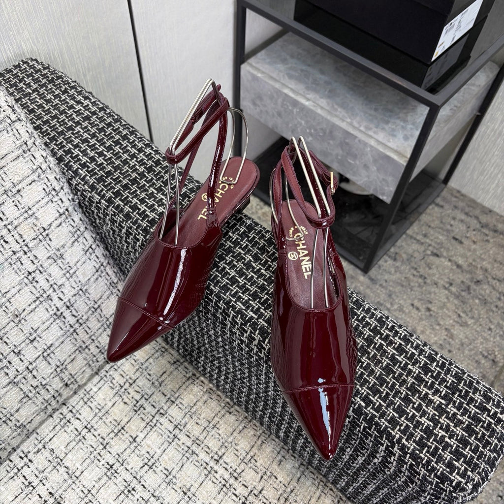 LV 26S SLINGBACK HIGH HEELS 40 MM IN DARK RED PATENT CALFSKIN