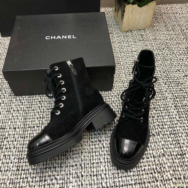 SHORT BOOTS BLACK SUEDE LAMBSKIN