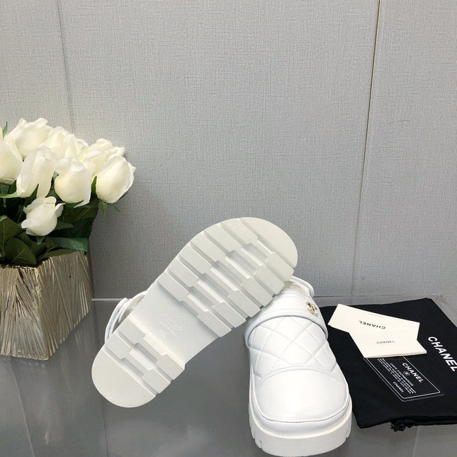 CHUNKY PLATFORM SHEARLING SLIPPER WHITE LAMBSKIN