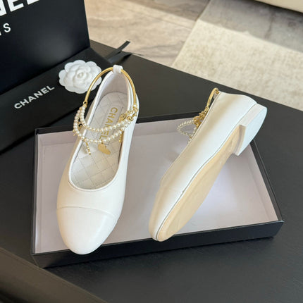 Double Strap Chunky Heel Mary Jane Shoes White
