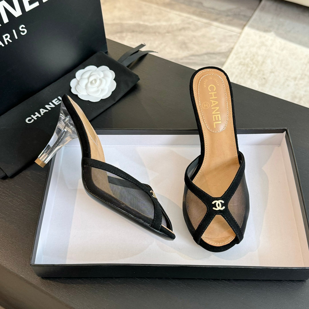 Double C High Heel Black Lambskin