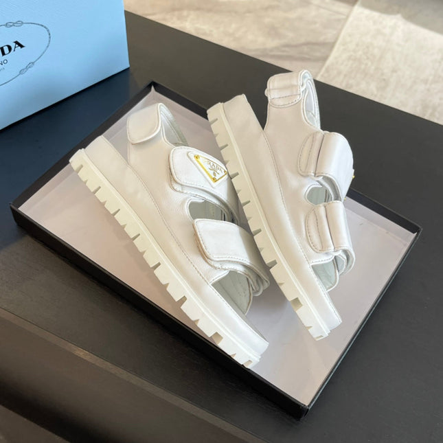 PRA FLAT NAPPA SANDALS WHITE LAMBSKIN