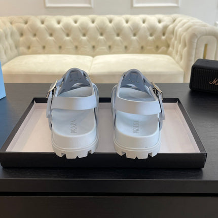 PRA CRISSCROSS RUBBER SANDALS PASTEL SKY CALFSKIN