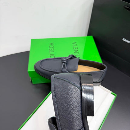 BOTTEGA VENETA 26S LOAFERS IN BLUE GRAY GRAINED CALFSKIN