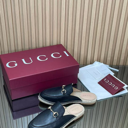 GUCCI 26S LOAFER MULES IN BLACK CALFSKIN