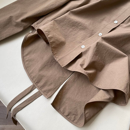 Loewe Hollow Embroidered Shirt Brown Polyester Fiber