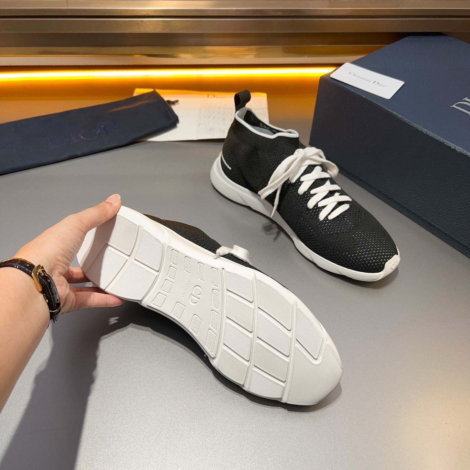 CD B21 LOW TOP KNIT SNEAKER BLACK FABRIC