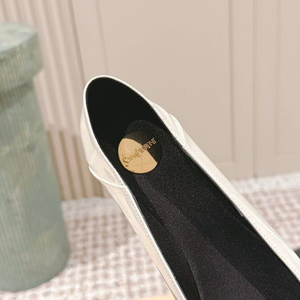 YSL 25S POPPY BALLET FLATS IN IVORY GLOSSY LAMBSKIN