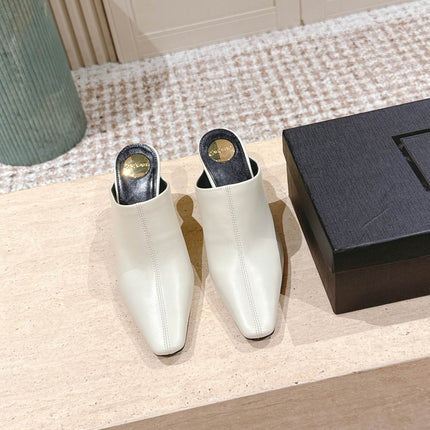 YSL 25S JILL MULES IN IVORY SMOOTH CALFSKIN