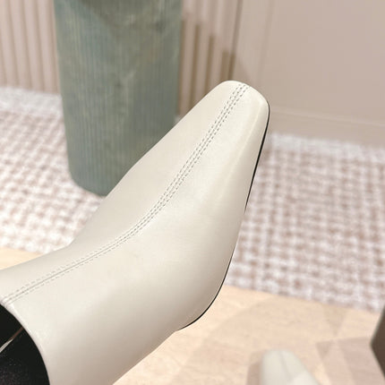 YSL 25S JILL MULES IN IVORY SMOOTH CALFSKIN