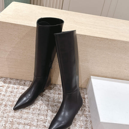 CELINE 26S HIGH-TOP BOOTS 55 MM IN BLACK CALFSKIN